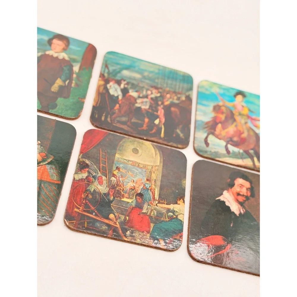 Vintage Diego Velazquez Fine Art Cork Coasters Set of 6 Spanish Baroque Painting